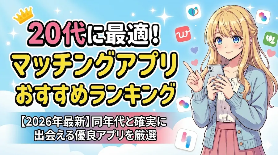 20代に最適！マッチングアプリランキング【2026年最新】同年代と出会える優良アプリを厳選